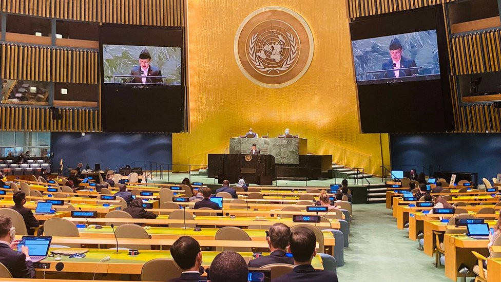 राष्ट्रसङ्घीय महासभामा नेपाल: परराष्ट्रमन्त्री अफगानिस्तान र म्यान्मारबारे बोले, कोभिड खोप 'आमउपयोगी सामग्री' बनाउन माग