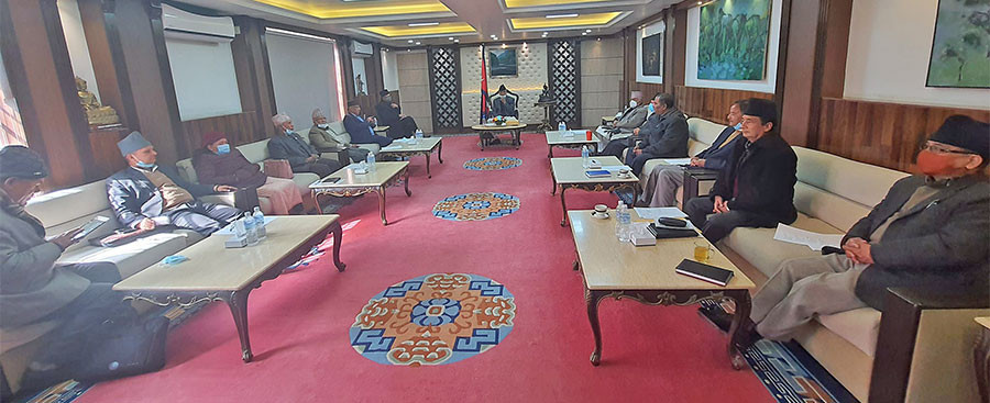 बालुवाटारमा पाँच दलीय समन्वय समितिको बैठक जारी