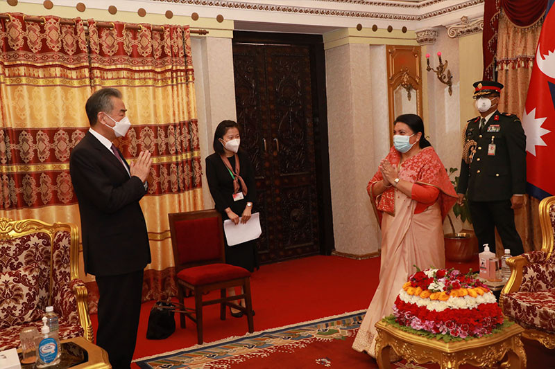 राष्ट्रपति भण्डारी र चिनियाँ विदेशमन्त्री वाङबीच भेटवार्ता,के भयो त कुुराकानी ?