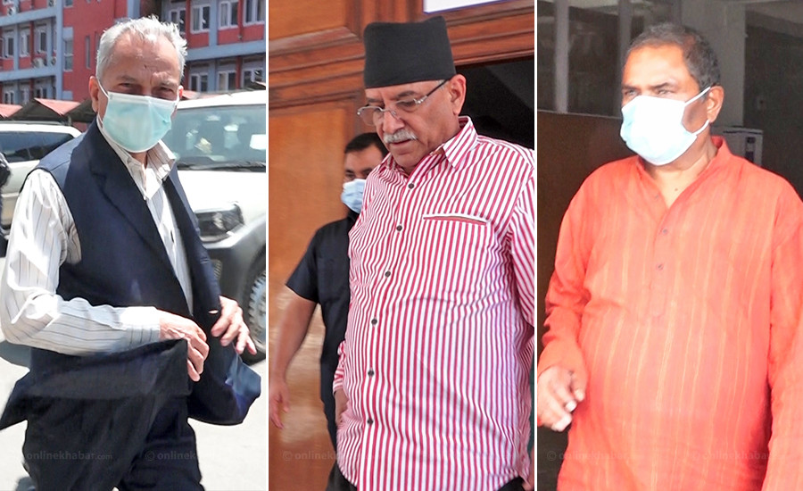 जसपा अध्यक्षद्वय भट्टराई,  यादव र माओवादी केन्द्रका अध्यक्ष प्रचण्डबिच भेटवार्ता