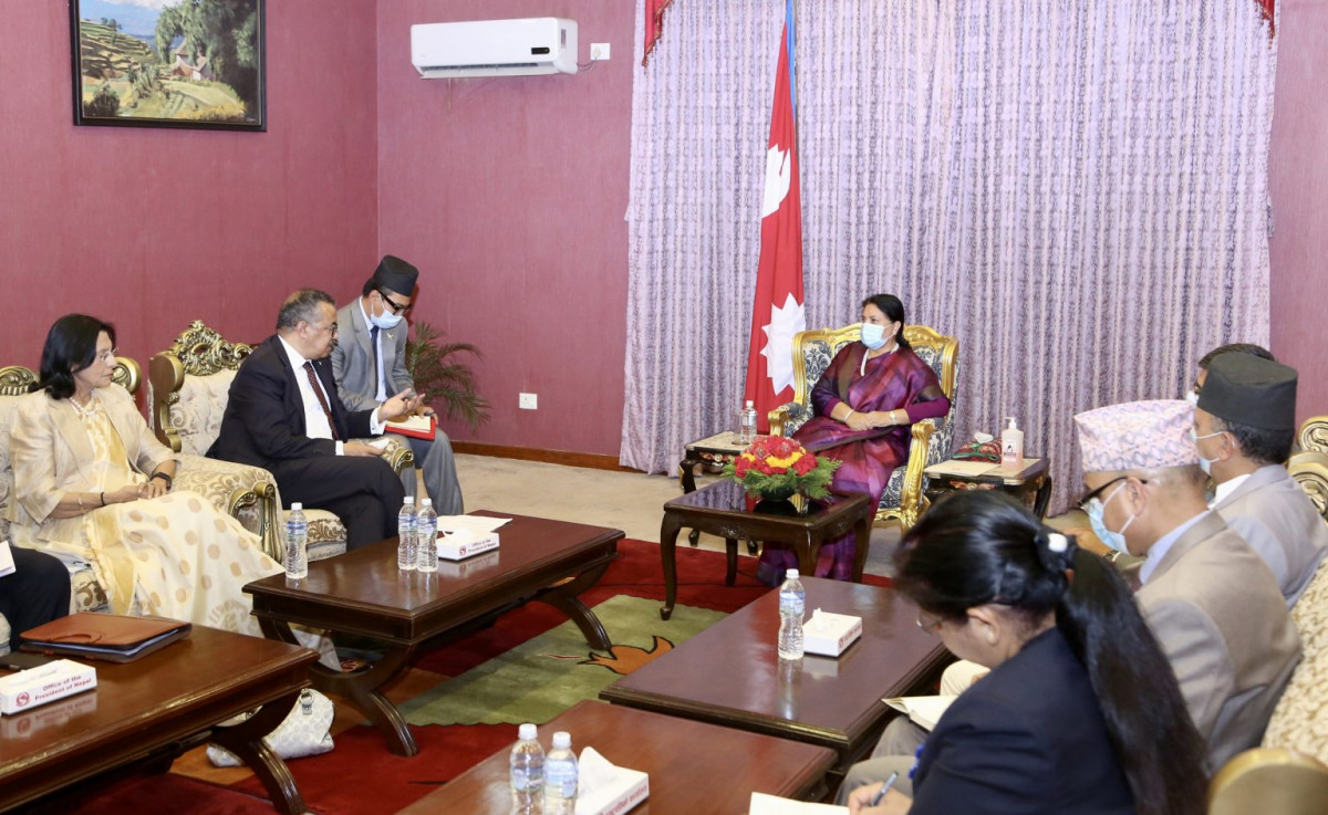 डब्ल्युएचओका महानिर्देशक गेब्रेयसस र राष्ट्रपति भण्डारीबीच  भेटबार्ता