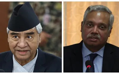 प्रधानमन्त्री देउवा र भारतीय राजदूत श्रीवास्तवबीच भेटवार्ता